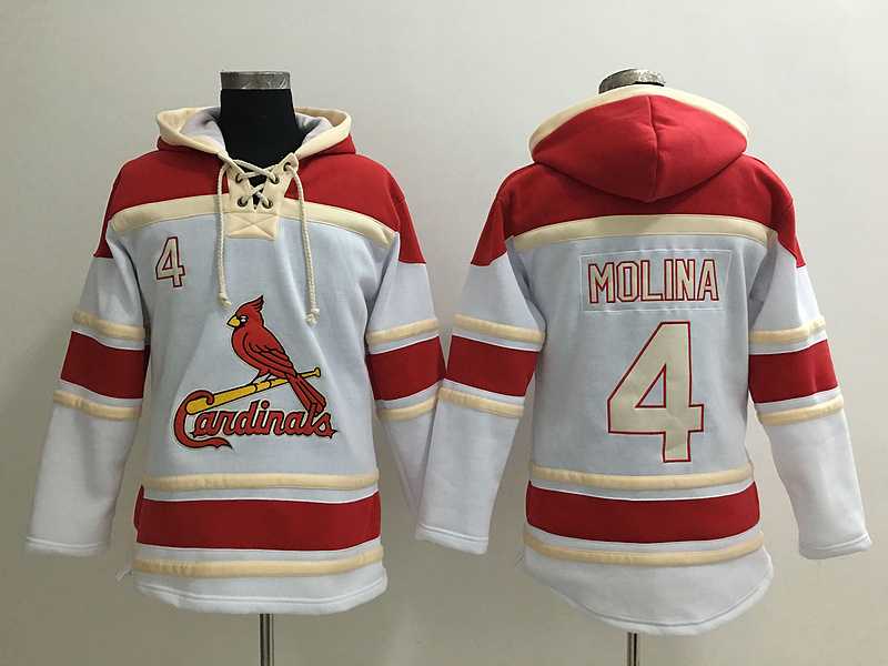 St. Louis Cardinals #4 Yadier Molina White Sawyer Hooded Sweatshirt MLB Hoodie,We sell and wholesale St. Louis Cardinals #4 Yadier Molina White Sawyer Hooded Sweatshirt MLB Hoodie on line form chian!